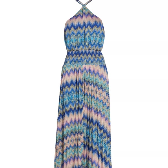 Ramy Brook Giana Chevron-Print Handkerchief Maxi Dress Size M - Picture 2 of 9